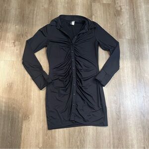 Button Down Collared black Party Dress